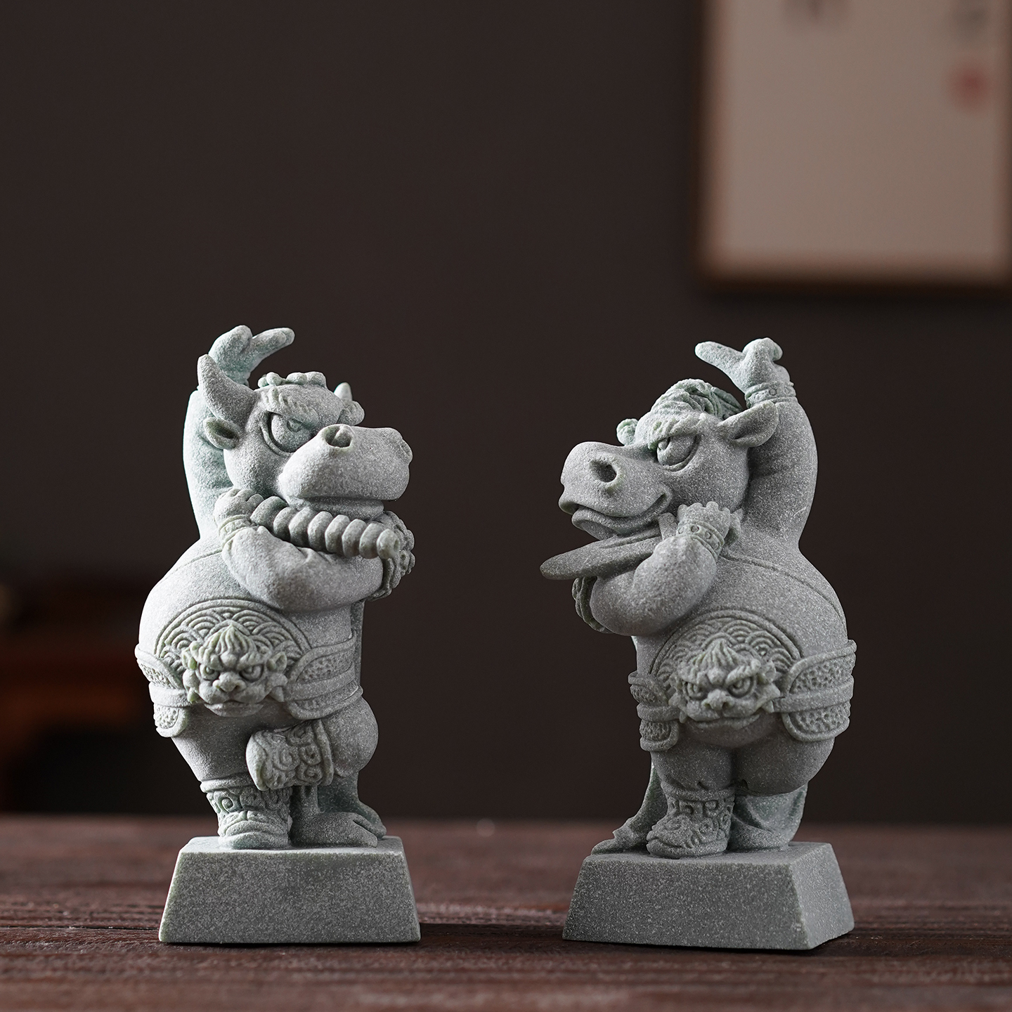 国潮风青砂牛头摆件创意礼品