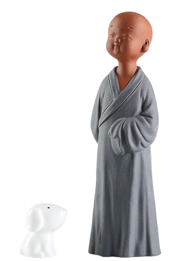 可爱风紫砂家居客厅茶艺小沙弥