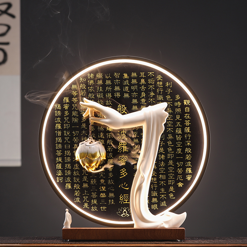 禅意倒流香佛手香炉创意灯圈新中式家居客厅办公室桌面茶台装饰品