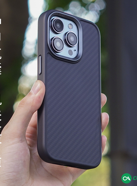 酷安酷品凯夫拉超薄手机壳适用iPhone16plus碳纤维保护套新款苹果芳纶纤维磁吸防摔15Promax抗指纹全包金属