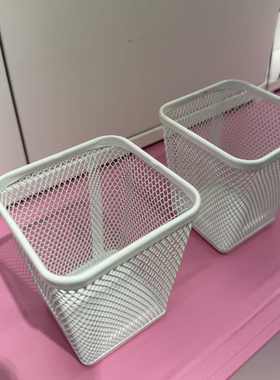 宜家德瑞约恩笔筒办公室学生文具桌面收纳桶简易金属收纳白色笔筒