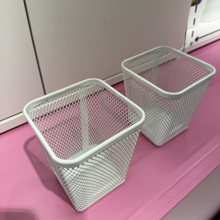 宜家德瑞约恩笔筒办公室学生文具桌面收纳桶简易金属收纳白色笔筒