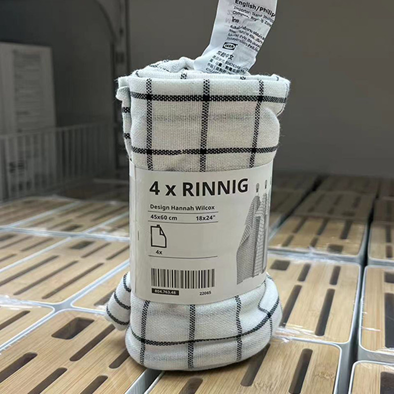 宜家林妮格纯棉厨房用巾4件 抹布清洁布擦碗布擦手巾茶巾国内代购