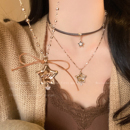 美拉德复古星星长款 秋冬轻奢高级感叠戴毛衣链配饰品 吊坠项链女款