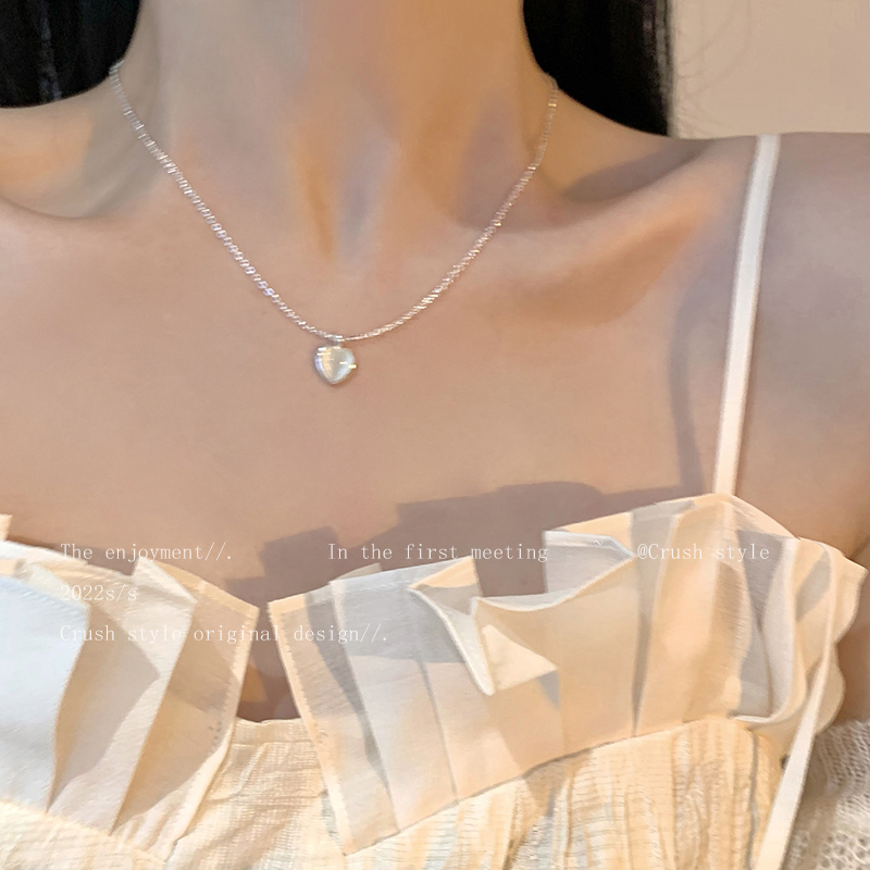 温柔至极~猫眼石爱心项链