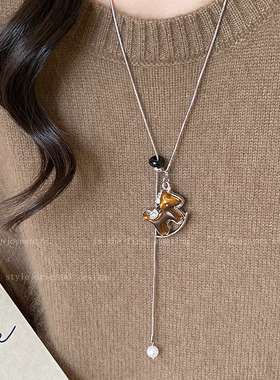 虎眼石小马抽拉项链女款