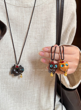 「太萌了」可爱铃铛猫咪吊坠项链