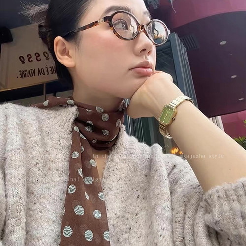 巨百搭！春日网纱波点丝巾女韩系文艺风飘带领巾高级感系脖小长巾