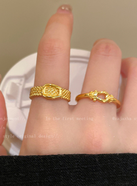 金色马蹄扣开口戒指女