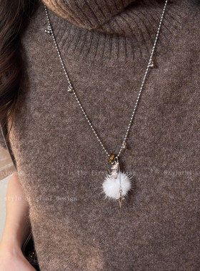 可爱毛球小熊项链女款秋冬