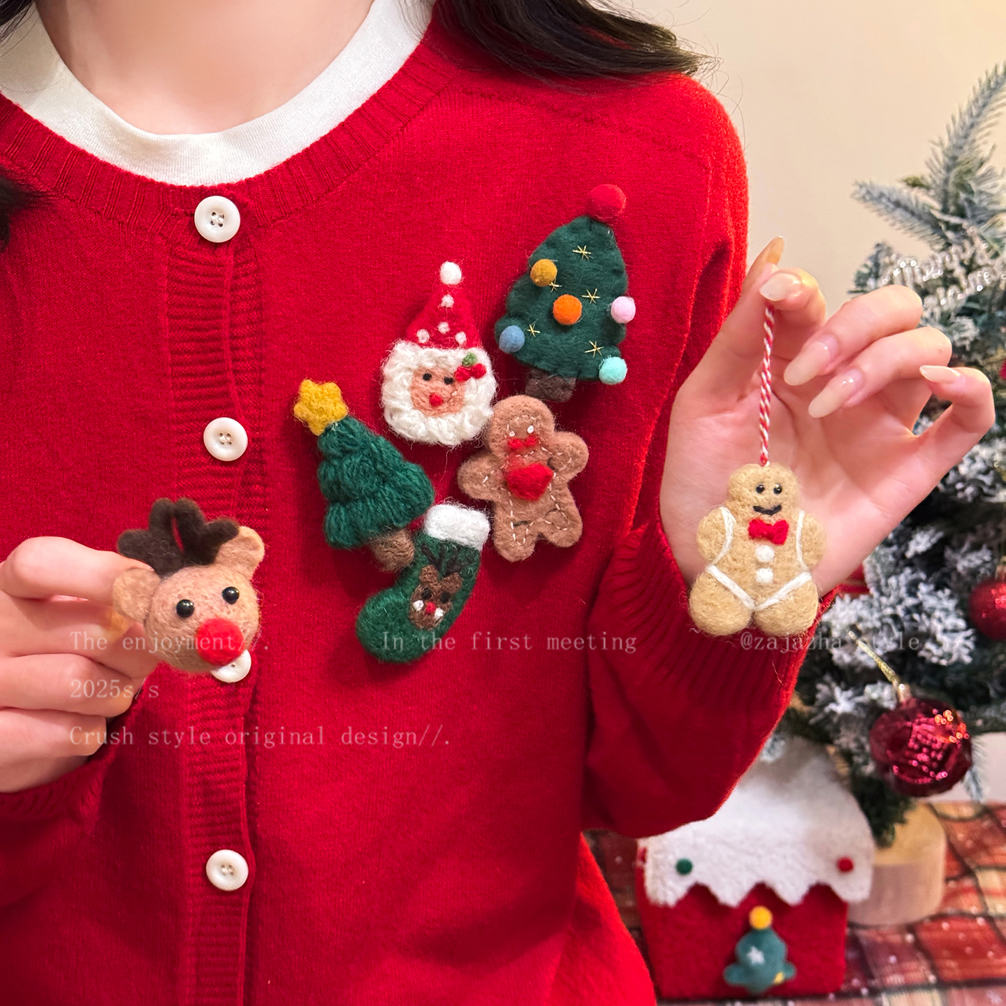 姜饼人胸针女可爱卡通毛毡别针