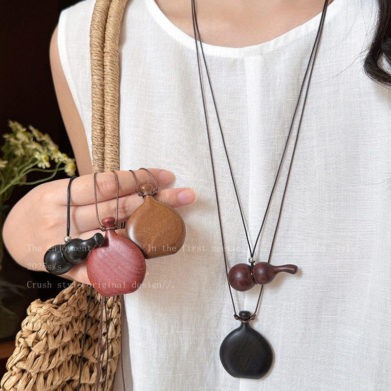 木质葫芦酒壶长款项链女款小众