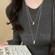 银色钛钢长款 小众可调节毛衣链轻奢高级感双层叠戴配饰品 项链女款