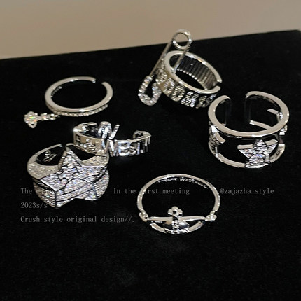 西太后土星锆石戒指女款小众设计轻奢高级感食指戒2025年新款指环