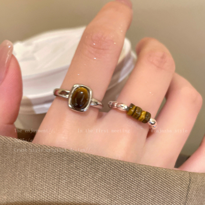 美拉德虎眼石戒指女小众设计