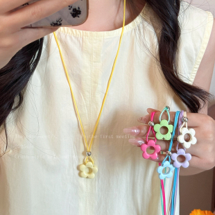 镂空花朵吊坠项链女生夏天日常百搭长款 锁骨链小众多巴胺挂脖配饰