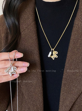 金属小马吊坠项链女款秋冬