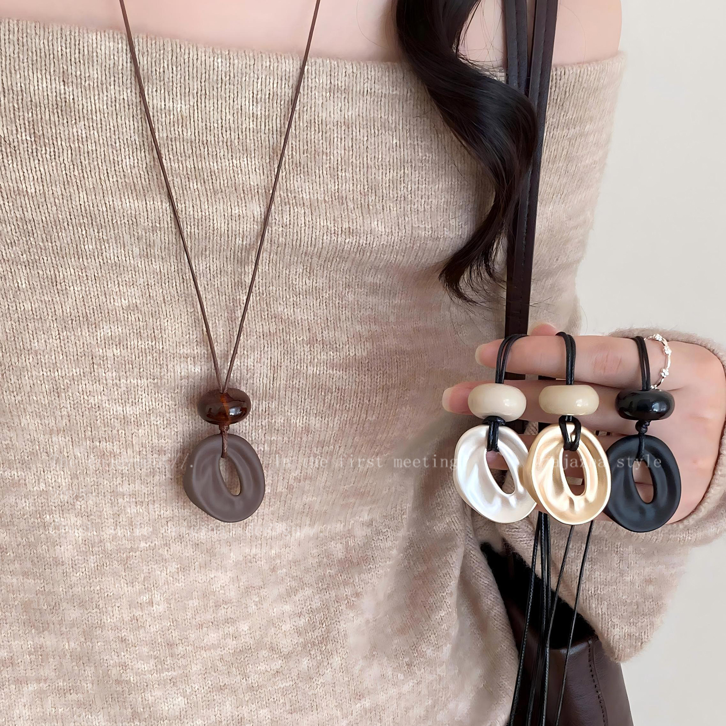 韩系ins简约几何吊坠项链女秋