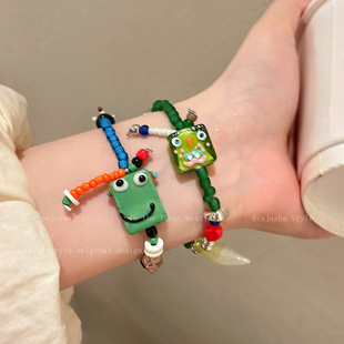 卡通海绵宝宝串珠手链女2026新款可爱儿童手串童趣搞怪高颜值手饰