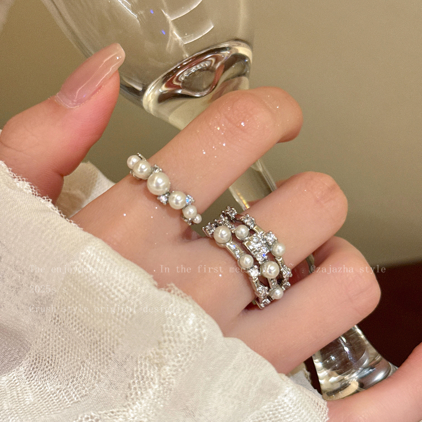 高级感法式珍珠戒指女2025