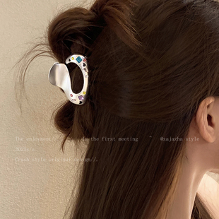 韩系鸡毛头半扎发金属抓夹女小号后脑勺鲨鱼夹2026新款 高级感发饰