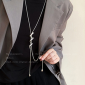 吊坠装 蛇形锆石项链女款 小众设计轻奢高级感秋冬毛衣链长款 饰配饰