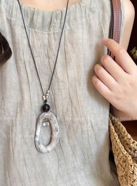 原宿风~简约椭圆树脂吊坠项链