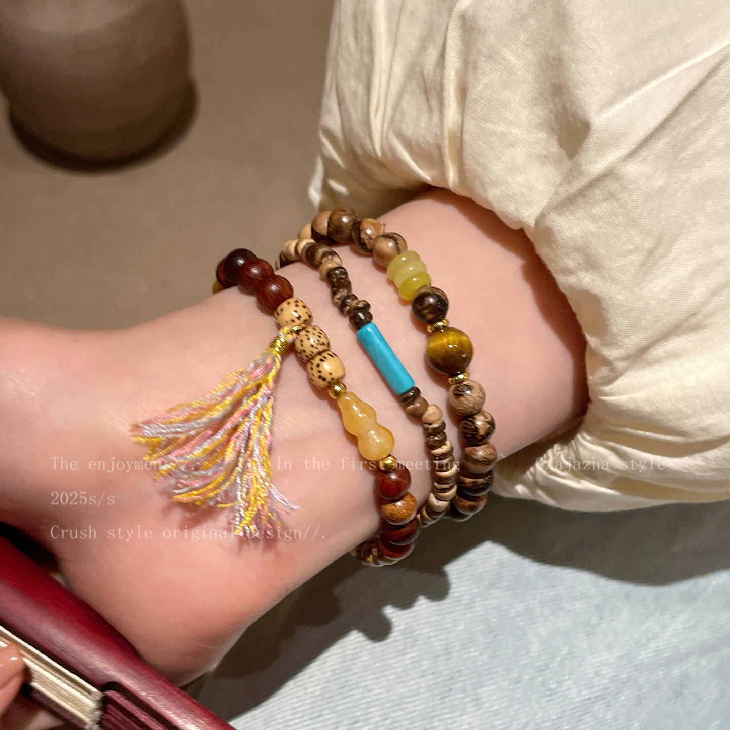 新中式复古虎眼石串珠手链女