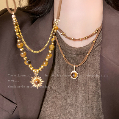 雅丹风虎眼石双层项链