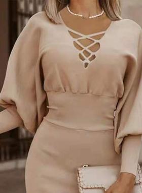 red elegant dress womens square collar puff open-back