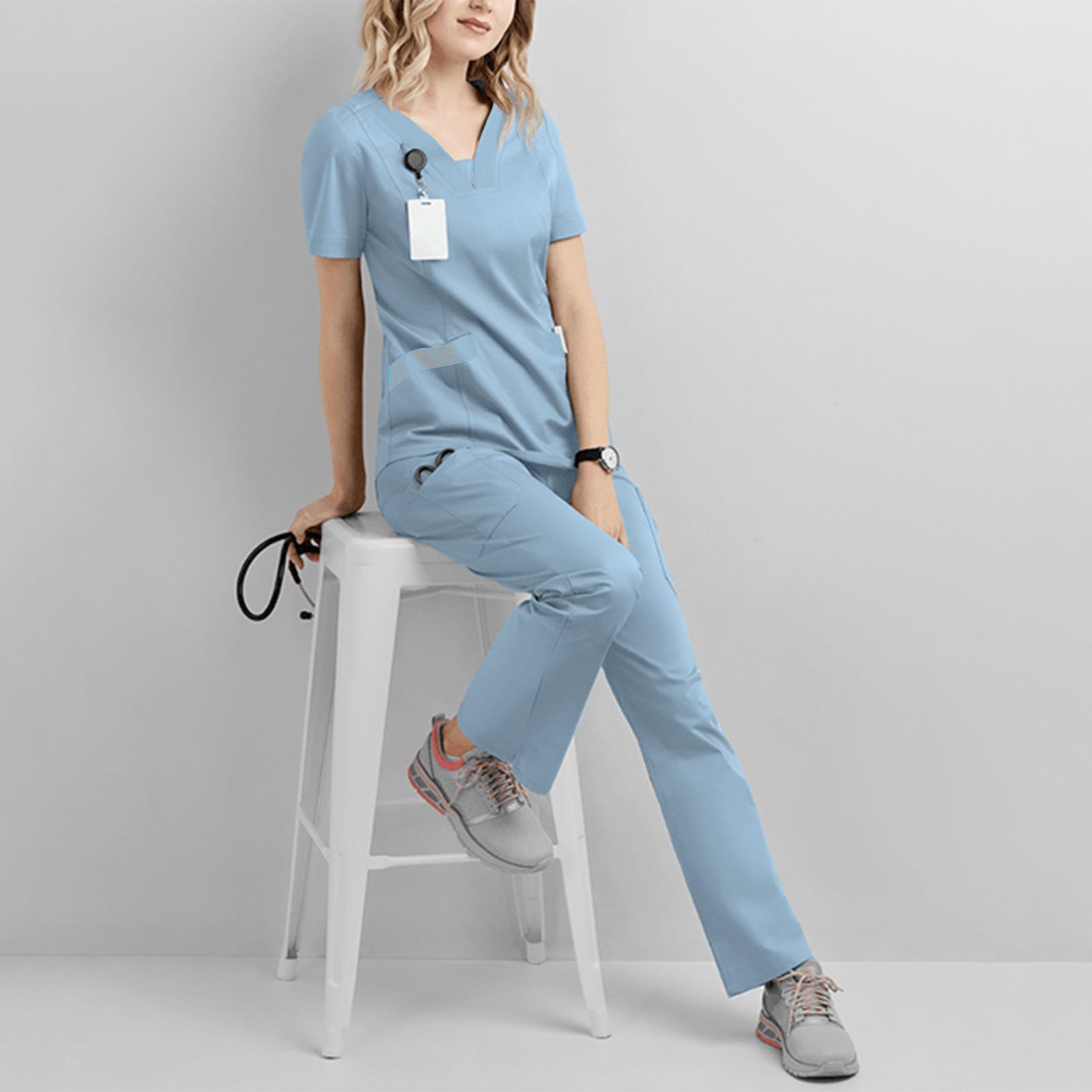 Frosted short-sleeved scrub suit work clothes beauty salon