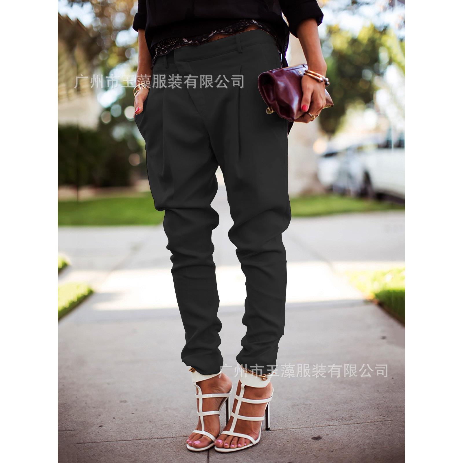 harem size slim overalls color womens Plus casual solid