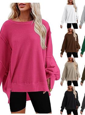 womens autumnwinter new round neck long sleeved hoodie