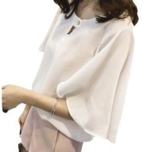 short womens chiffon clothing shirt loose sleeved tops slim