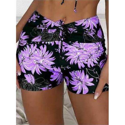 Shorts Multicolor Boxer Women High Waist Swim Trunks
