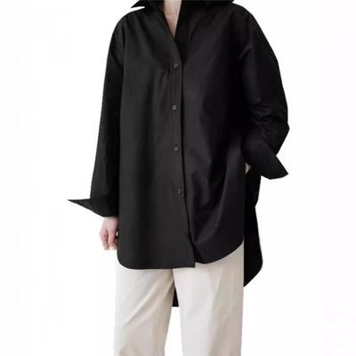 blusas solid casual baggy tops asymmetrical buttons long