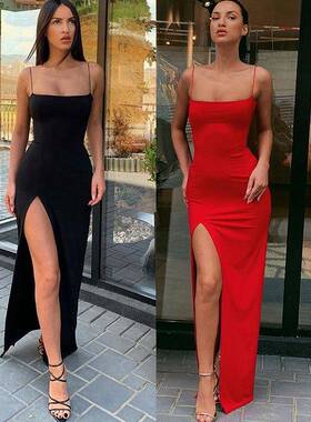 red black new year christmas party long dress womens spring