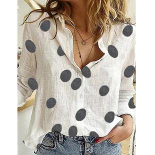 sleeved shirt loose linen Digital and casual long for