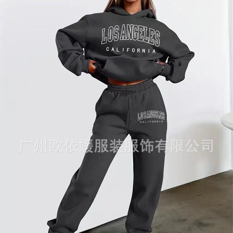 pants long-sleeved sweatshirt fleece plus suit hooded