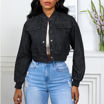Denim Jacket Women Black Personality Street Washed