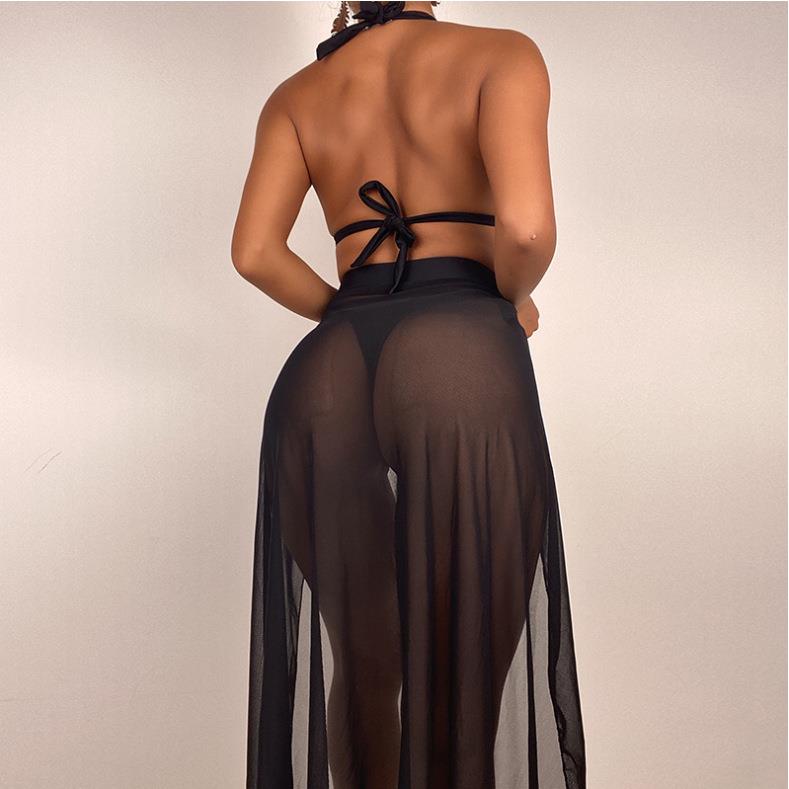 backless gauze bikini swimsuit sexy three-piece Two-piece