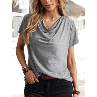 loose summer comfortable casual gray womens shirt