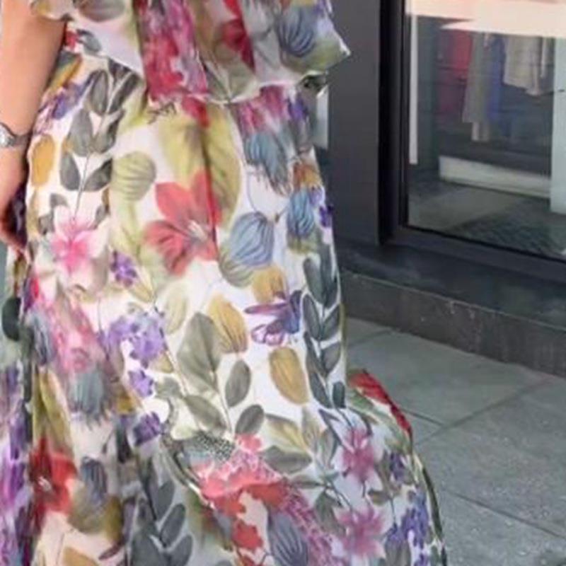 patchwork casual slash vestidos floral spring autumn single