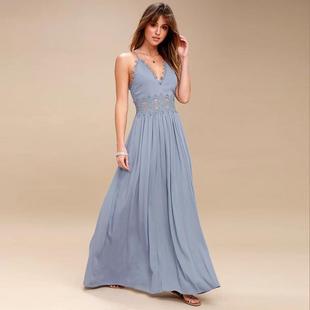 Lace Slim Fashion Dress Beach Skirt Womens Neck