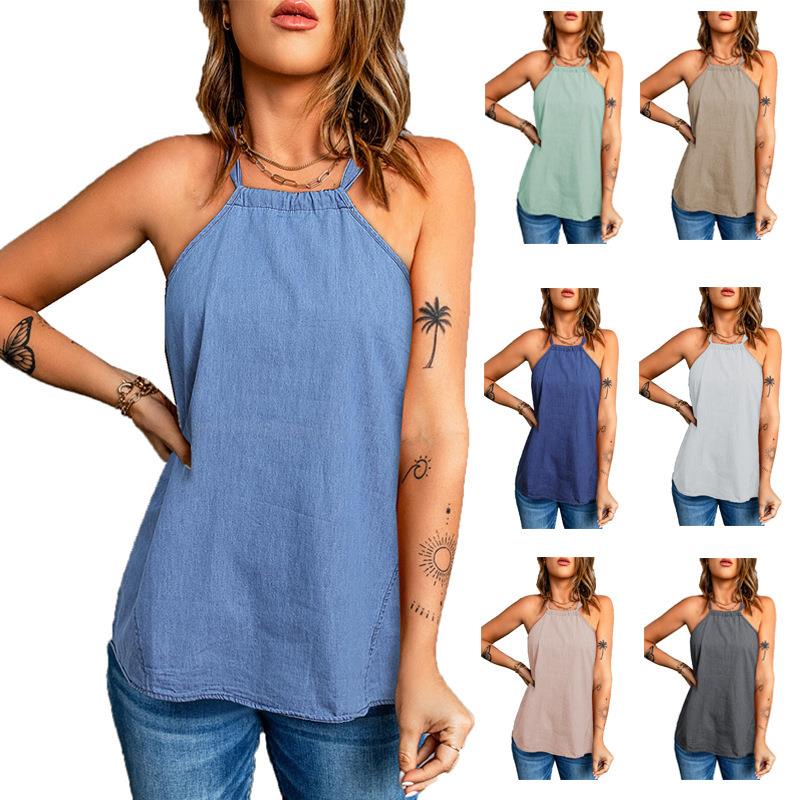 Casual vest suspenders halter for loose solid small color