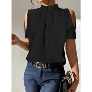 loose Womens shoulder cool off shirt and neck round