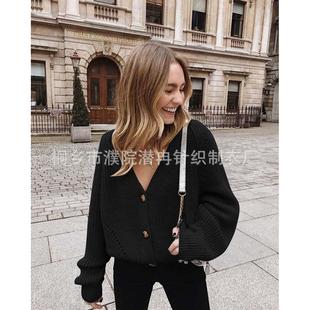 Sweater Cardigan Knitted Jacket Neck Womens