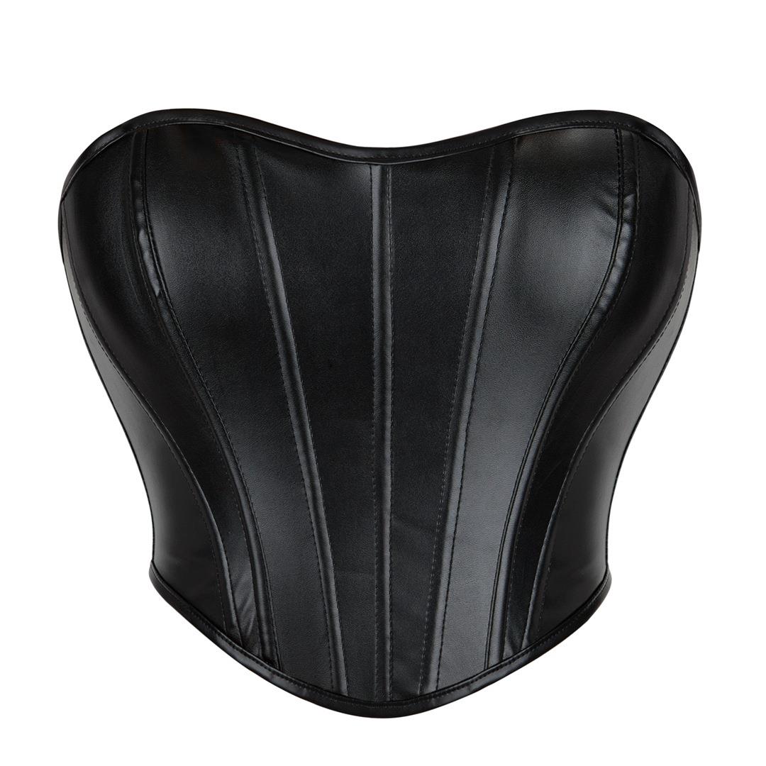black leather corset crop tops women sexy summer street