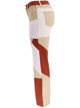 women for jeans flared hip-lifting waist high patchwork