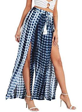 Pants Leg Wide Print Leopard Waist Lace-up Tassel Casual